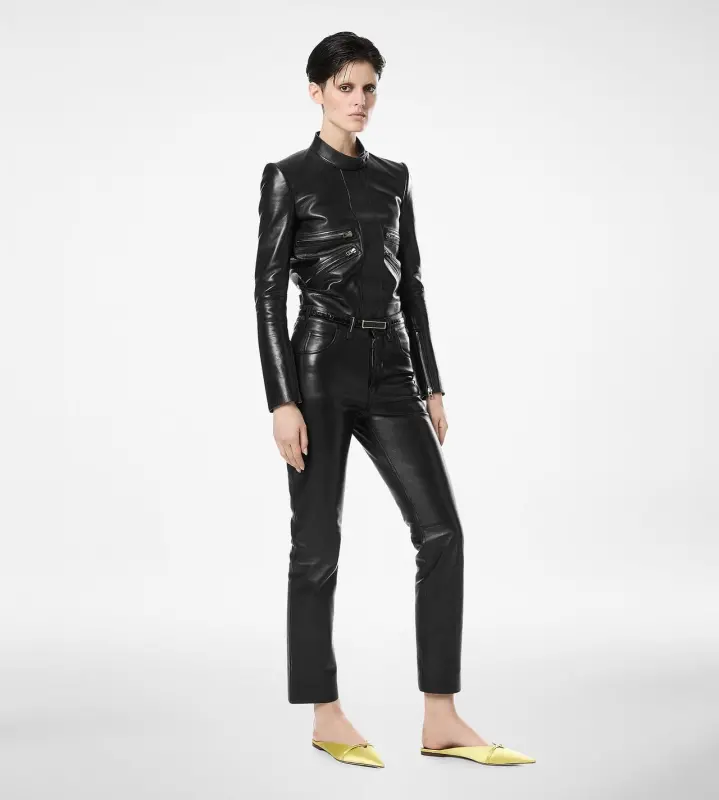 NAPPA LEATHER FIVE-POCKET PANTS WITH TF DEBOSSED LOGO BLACK online